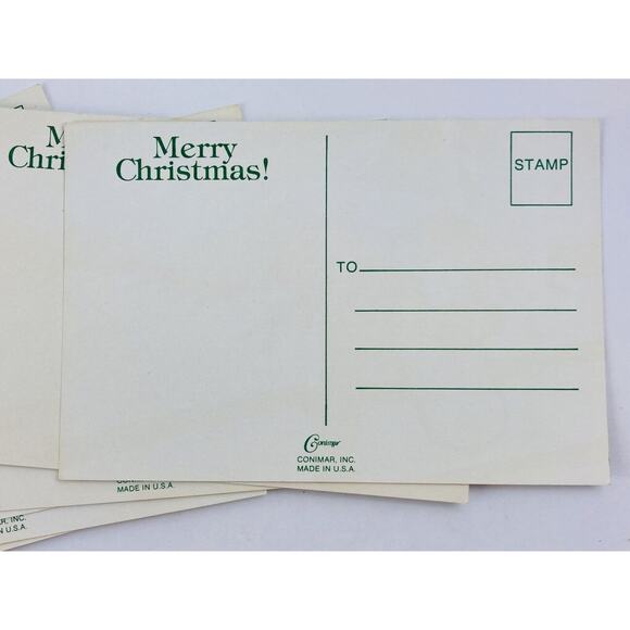 11 Vintage Conimar Christmas Postcards 4"x6" Mailbox Presents Snow Tree Fence - Picture 5 of 6